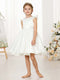 A-Line/Princess Satin Short Sleeves Scoop Neck Mini Flower Girl Dresses