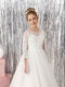 Ball-Gown 3/4 Sleeves Scoop Neck Floor-Length Flower Girl Dresses
