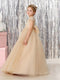 Ball-Gown Tulle Short Sleeves Scoop Neck Floor-Length Flower Girl Dresses