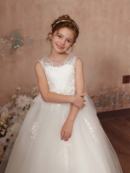 Ball-Gown Tulle Sleeveless Scoop Neck Floor-Length Flower Girl Dresses