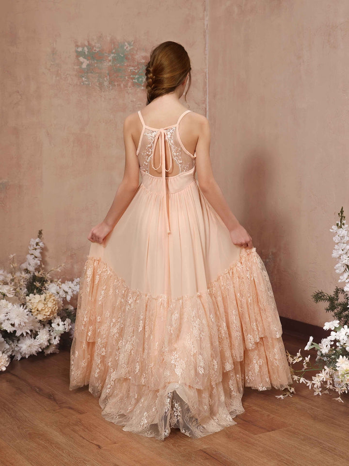 A-Line/Princess Chiffon Sleeveless Scoop Neck Floor-Length Junior Bridesmaid Dresses