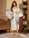 Hand Painted Peacock Silk Satin Women's Robes