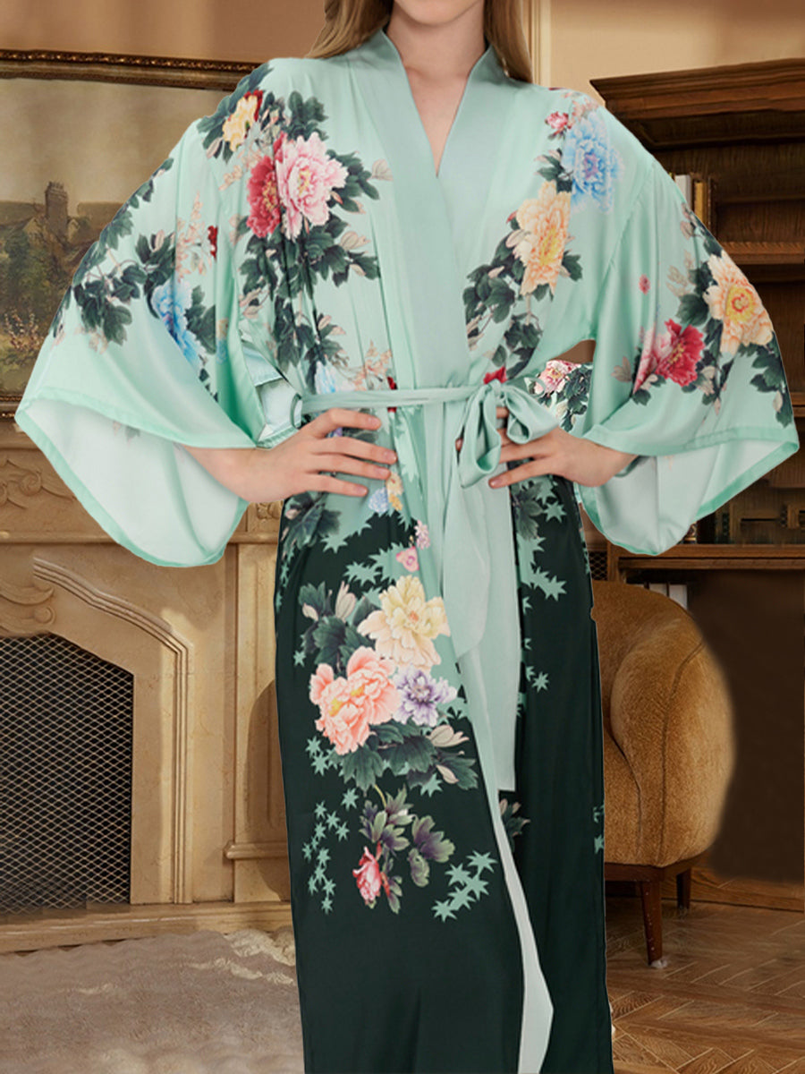 Hand Painted Colorful Floral Long Elegant Women&