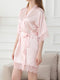 Silk Satin Short/Mini Solid Color Bride Robes with Lace Trim