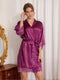 Silk Satin Short/Mini Solid Color Bride Robes with Lace Trim