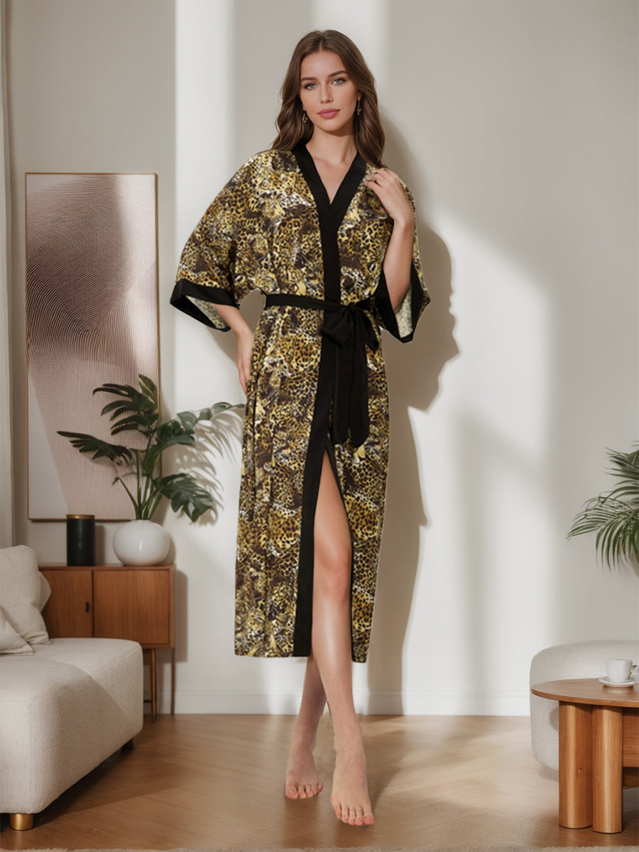 Hand Painted Wild Leopard Printed Long Women&