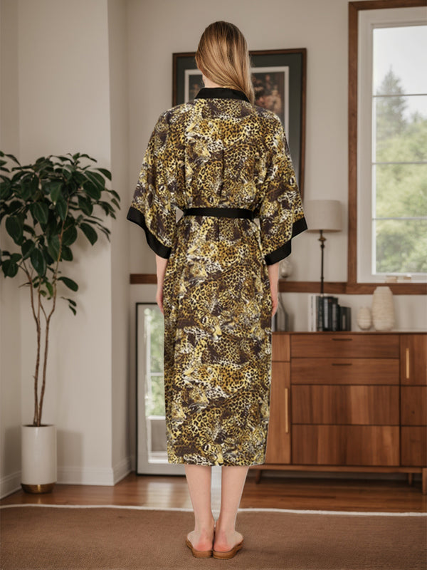 Hand Painted Wild Leopard Printed Long Women's Robes