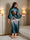 Dark Green Hand Painted Lotus 3/4 Sleeves Women's Elegant Robes