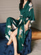 Hand Painted Watercolor Flower Tea-Length  Women's Robes