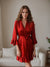 Solid Color Sexy Silk Satin Short/Mini Women's Robes with Ruffles