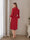 Wine Red Tea-Length High-End Women's Robes with Feather