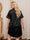 Women's Black Short Sleeves Comfortable Mini Robe