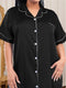Women's Black Short Sleeves Comfortable Mini Robe
