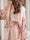 Women's Printed Cranes Half Sleeves Pink Bridal Robes