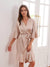 Women's V-Neck Half Sleeves Knee-Length Bridal Robes with Ruffles