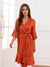 Women's V-Neck Half Sleeves Knee-Length Bridal Robes with Ruffles
