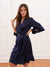 Women's V-Neck Half Sleeves Knee-Length Bridal Robes with Ruffles