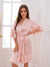 Women's V-Neck Half Sleeves Knee-Length Bridal Robes with Ruffles