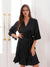 Women's V-Neck Half Sleeves Knee-Length Bridal Robes with Ruffles