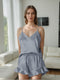 Short/Mini Sleeveless Spaghetti Straps Two Pieces Robe Set with Ruffles