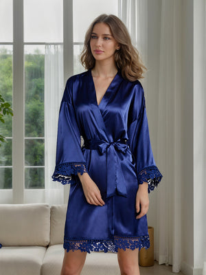 Women's Long Sleeves Short/Mini Bridal Robes with Appliques