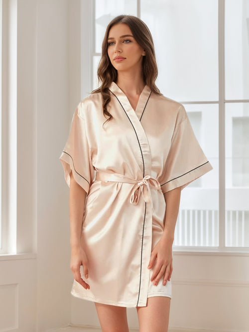 Women's Half Sleeves Short/Mini Solid Colored Robes