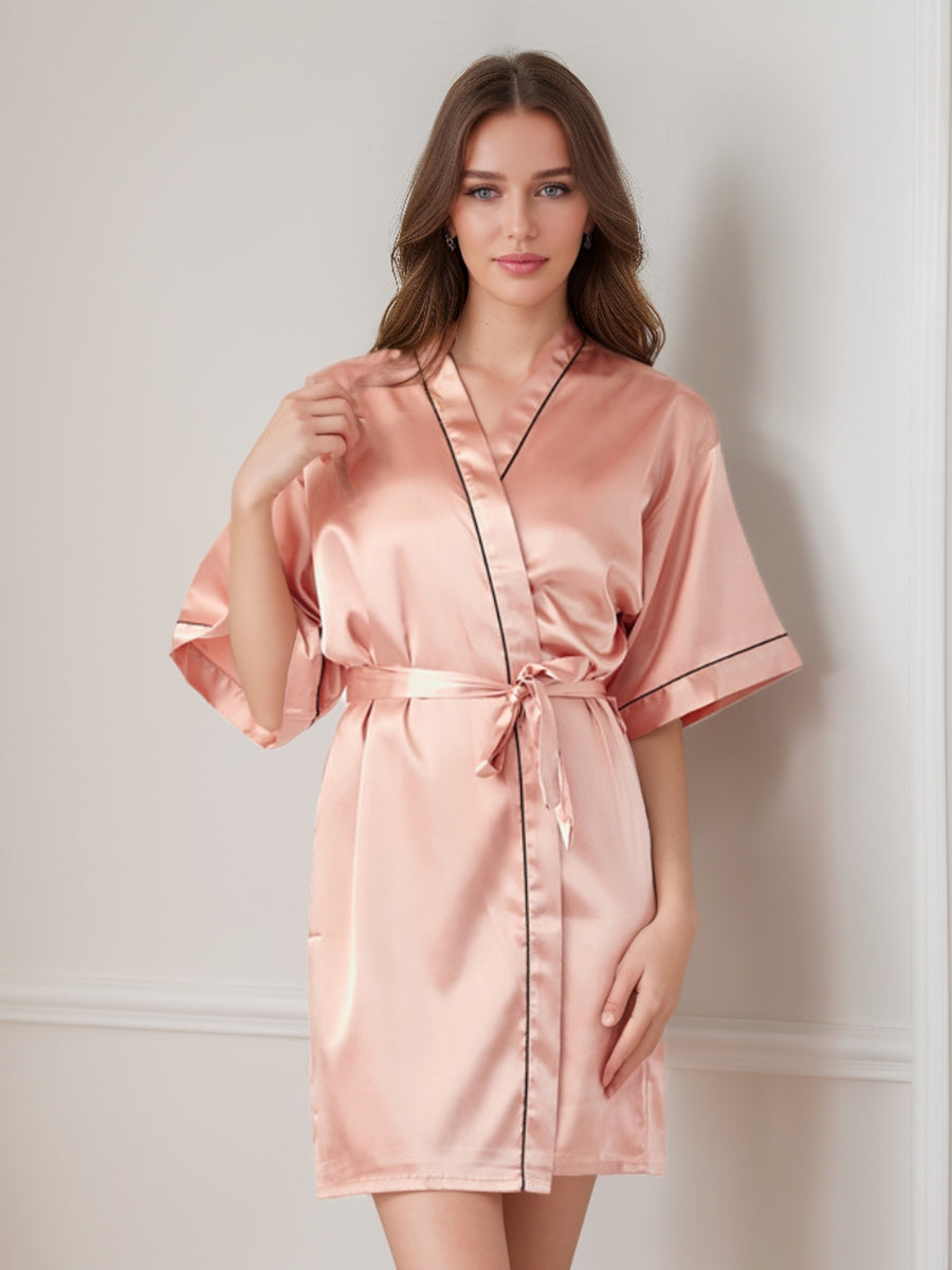 Women's Half Sleeves Short/Mini Solid Colored Robes