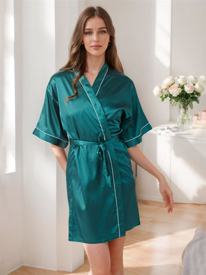 Women's Half Sleeves Short/Mini Solid Colored Robes
