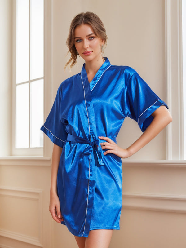 Women's Half Sleeves Short/Mini Solid Colored Robes