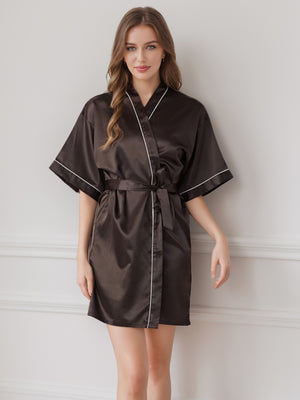Women's Half Sleeves Short/Mini Solid Colored Robes