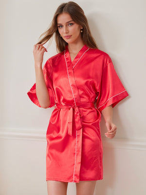Women's Half Sleeves Short/Mini Solid Colored Robes