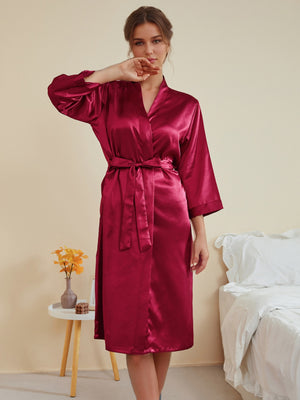 Women's 3/4 Sleeves Knee-Length Solid Colored Casual Robes