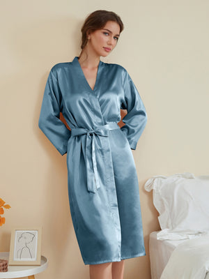 Women's 3/4 Sleeves Knee-Length Solid Colored Casual Robes