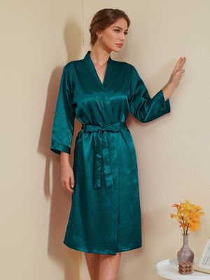 Women's 3/4 Sleeves Knee-Length Solid Colored Casual Robes