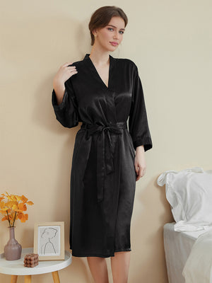 Women's 3/4 Sleeves Knee-Length Solid Colored Casual Robes