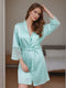 Women's Long Sleeves Short/Mini Solid Colored Lace Elegant Robes