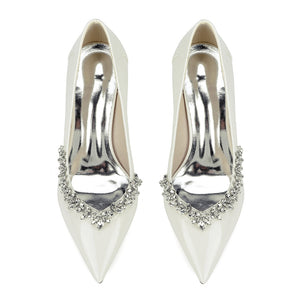 Women's Lace Closed Toe Rhinestone Stiletto Heel Evening Shoes