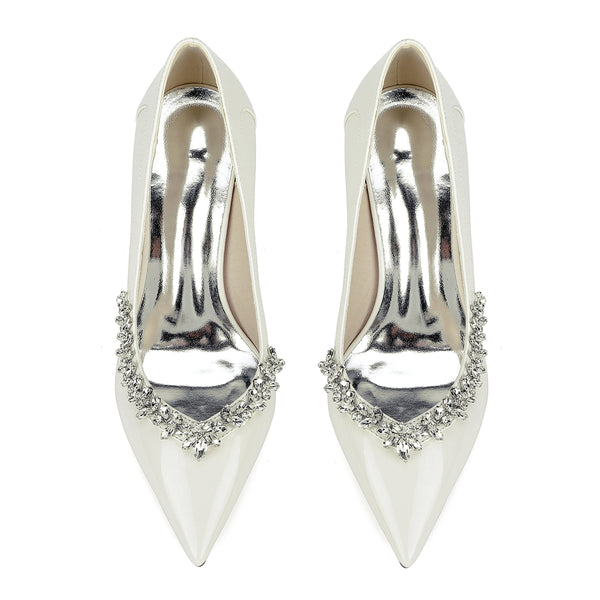 Women's Lace Closed Toe Rhinestone Stiletto Heel Evening Shoes