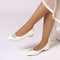 Women's Silk Satin Closed Toe With Rhinestone Flat Heel Wedding Shoes