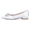 Women's Silk Satin Closed Toe With Rhinestone Flat Heel Wedding Shoes