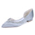 Women's Silk Satin Closed Toe With Rhinestone Flat Heel Wedding Shoes