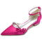 Women's Silk Satin With Flat Heel Ankle Strap Rhinestone Closed Toe Party Shoes