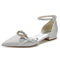 Women's Stretch Glitter With Ankle Strap Bowknot Rhinestone Closed Toe Flat Heel Party Shoes
