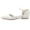Women's Silk Satin With Ankle Strap Lace Closed Toe Flat Heel Wedding Shoes