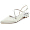 Women's Silk Satin With Ankle Strap Closed ToeRhinestone  Flat Heel Evening Shoes