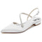 Women's Silk Satin With Ankle Strap Closed ToeRhinestone  Flat Heel Evening Shoes