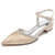 Women's Silk Satin With Closed Toe Ankle Strap Rhinestone Flat Heel Wedding Shoes