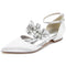 Women's Silk Satin With Rhinestone Ankle Strap Closed Toe Flat Heel Party Shoes