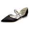 Women's Silk Satin With Rhinestone Closed Toe Flat Heel Wedding Shoes
