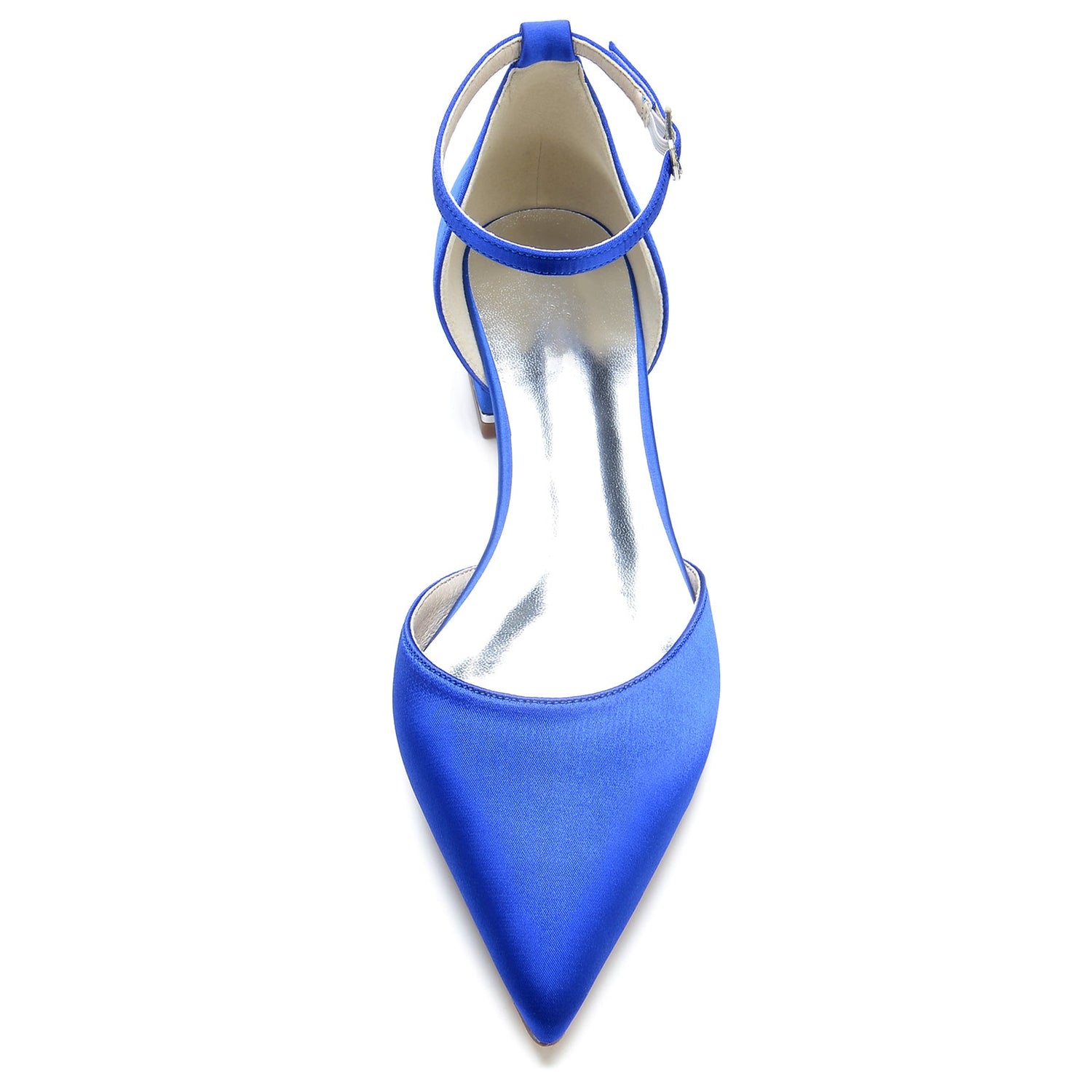 Women's Silk Satin With Ankle Strap Lace Closed Toe Flat Heel Party Shoes